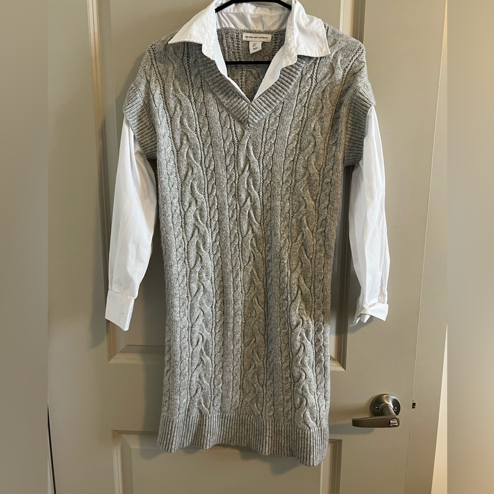 Sweater dress (grey/white)